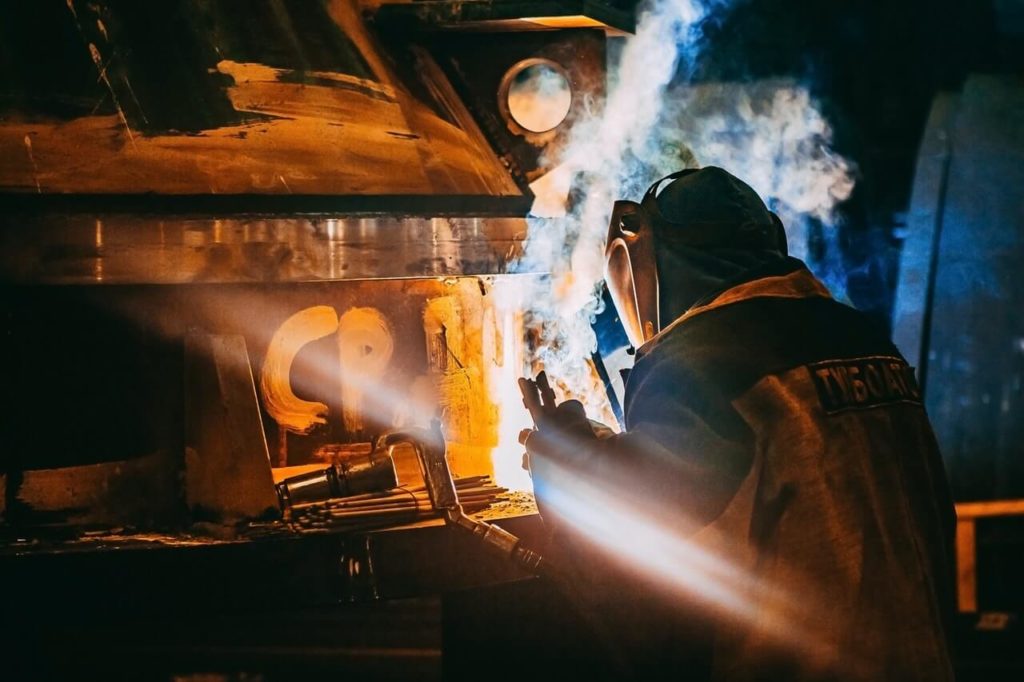 A person welding