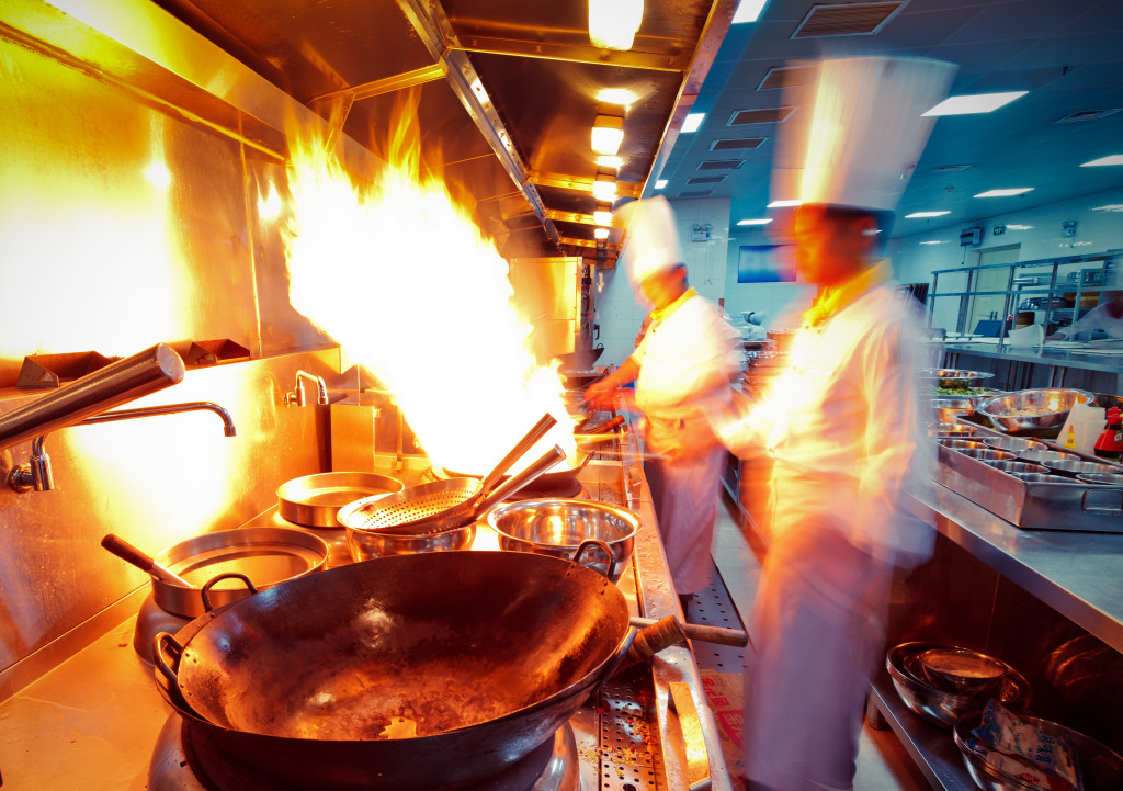 An image of a busy commercial kitchen